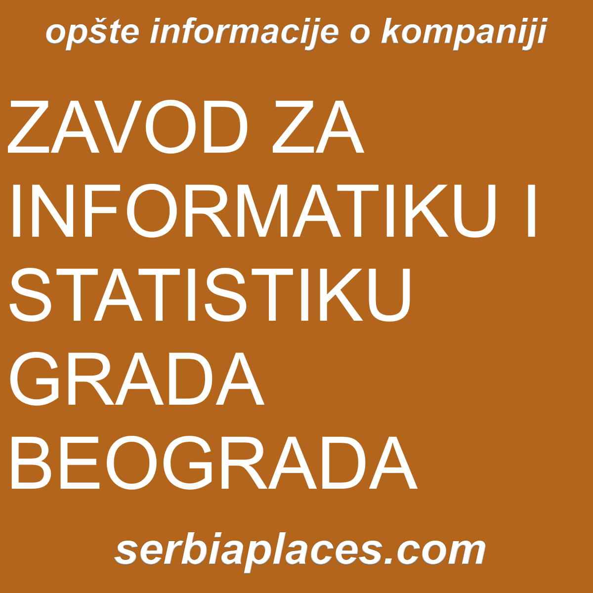ZAVOD ZA INFORMATIKU I STATISTIKU GRADA BEOGRADA